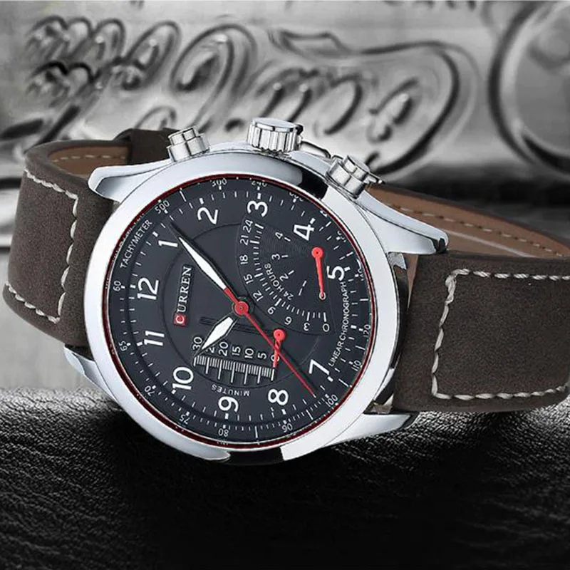CURREN Mens watches Top brand luxury Watch men High Quality Leather Waterproof Quartz Wrist Watches For Men Relojes Hombre 2019 | Наручные