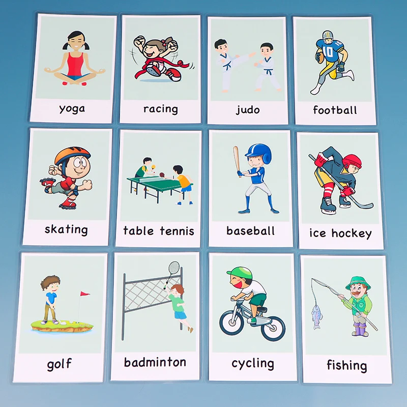 21 шт. спортивные познавательные флэш карты Монтессори английские слова карточки