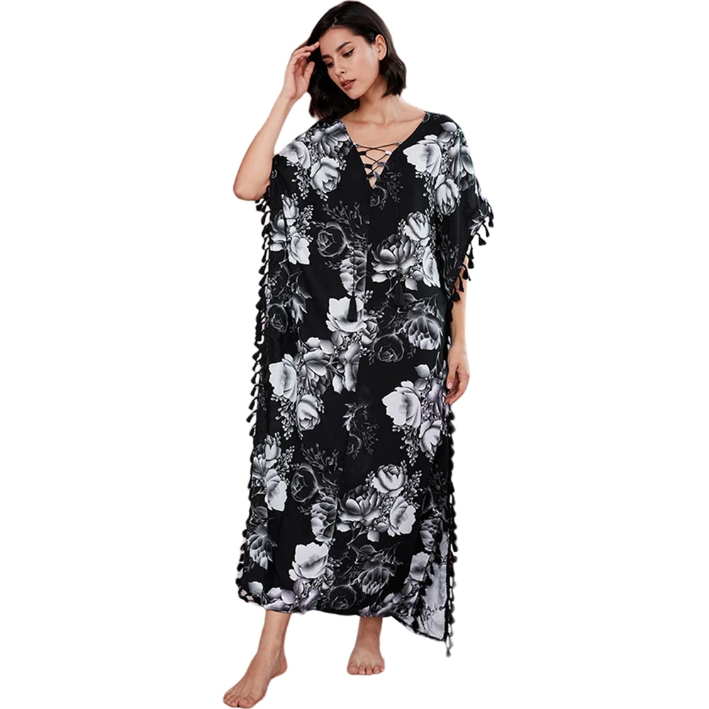 

Women Casual Nightdress Ladies Long Night Gowns Sleepwear Soft Homewear Home Clothing Female Spring Print Dress Home Clothes
