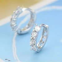 silver plated hollow heart shaped cz crystal earring charm women shining aaa zircon earring for women wedding party jewelry gift