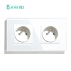 Электрическая розетка BSEED, двойная настенная прозрачная зеркальная стеклянная панель, французский стандарт, 3 цвета, вилка для домашнего ремонта