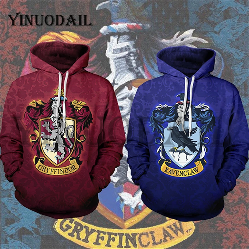 YINUODAIL мужские спортивные толстовки Wizardry 3D Толстовка Хогвартс Ravenclaw Gryffindor комплект уличная Косплей Костюм