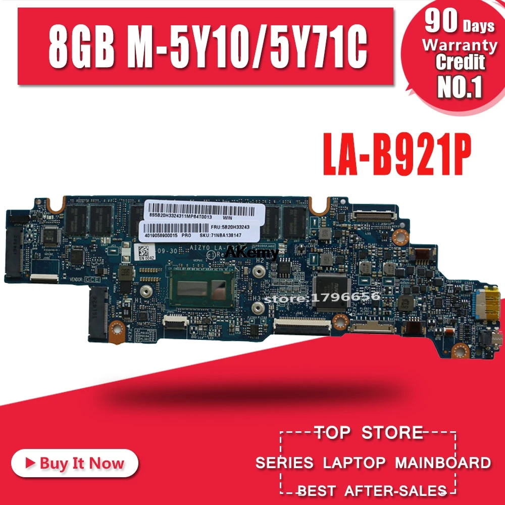 

LA-B921P mothebroard For Lenovo Yoga 3-1170 Yoga 3 11 Laptop Motherboard AIZY0 LA-B921P W/ 5Y10C CPU 8GB RAM original test