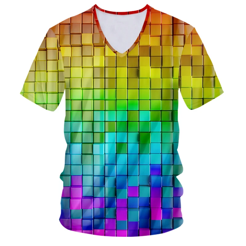 

Футболка IFPD мужская с квадратным 3D рисунком, Повседневная рубашка в стиле хип-хоп, с коротким рукавом и V-образным вырезом, в европейском и ам...