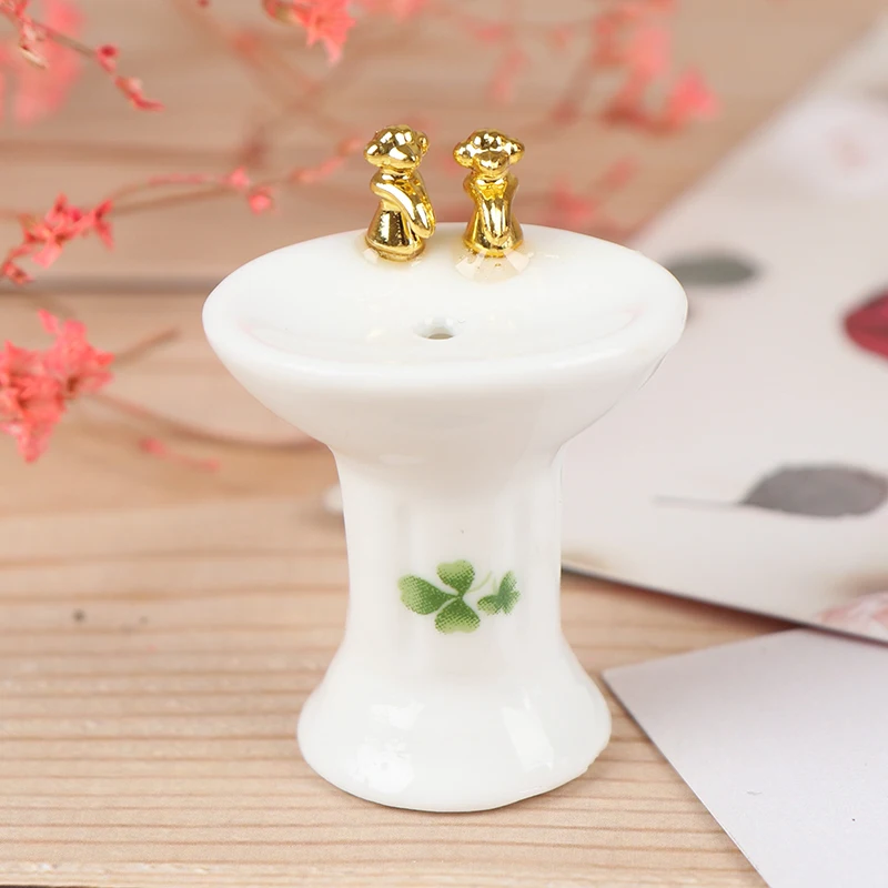 1Set(3pcs) 1/24 Dollhouse Miniature Bathroom Set Ceramic Bathtub Toilet for Dolls House Furniture Play Toy 3Styles