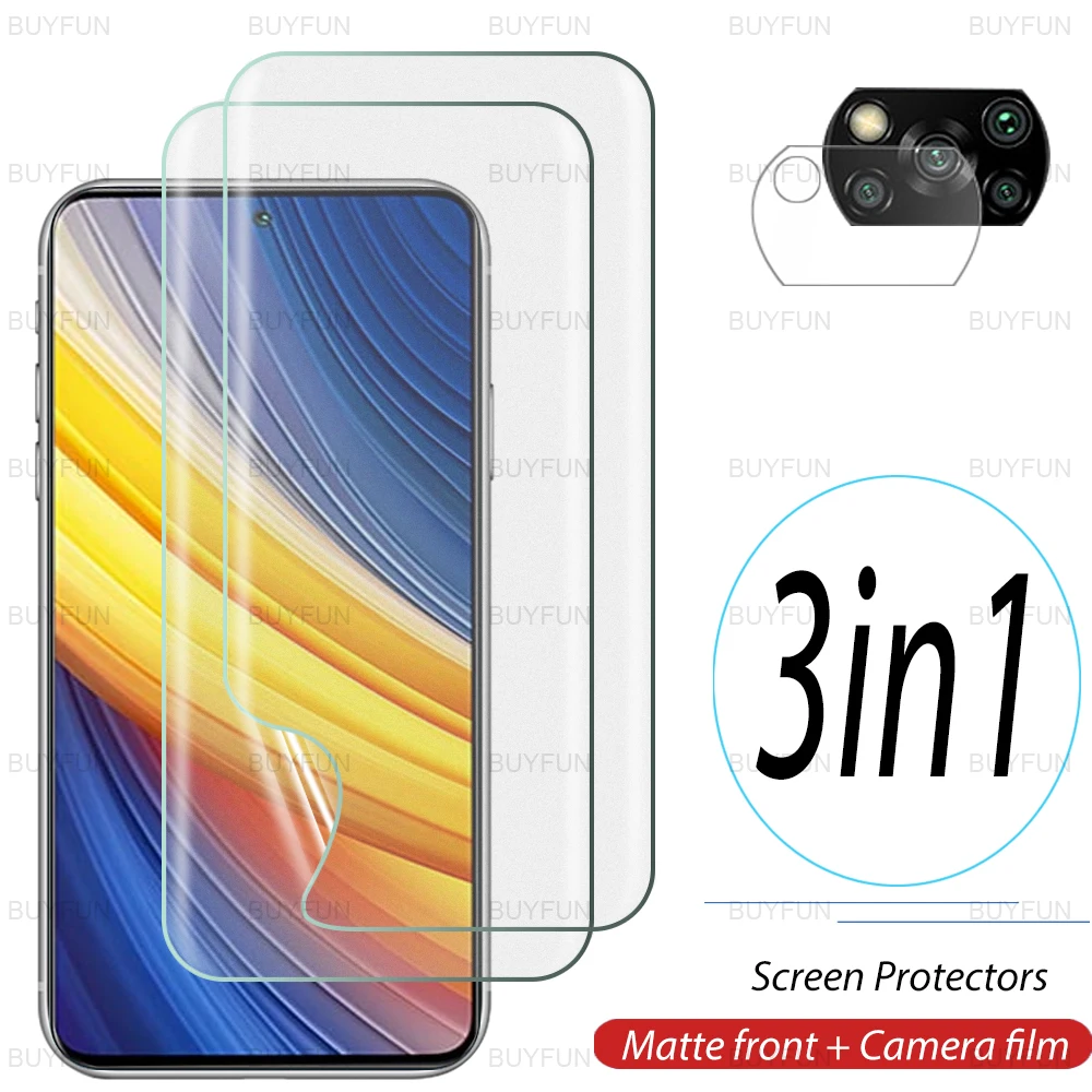 

3in1 Matte Front Hydrogel Film For Xiaomi Poco X3 Pro screen protector for poco x3 pro nfc m3 Camera safety protection glass