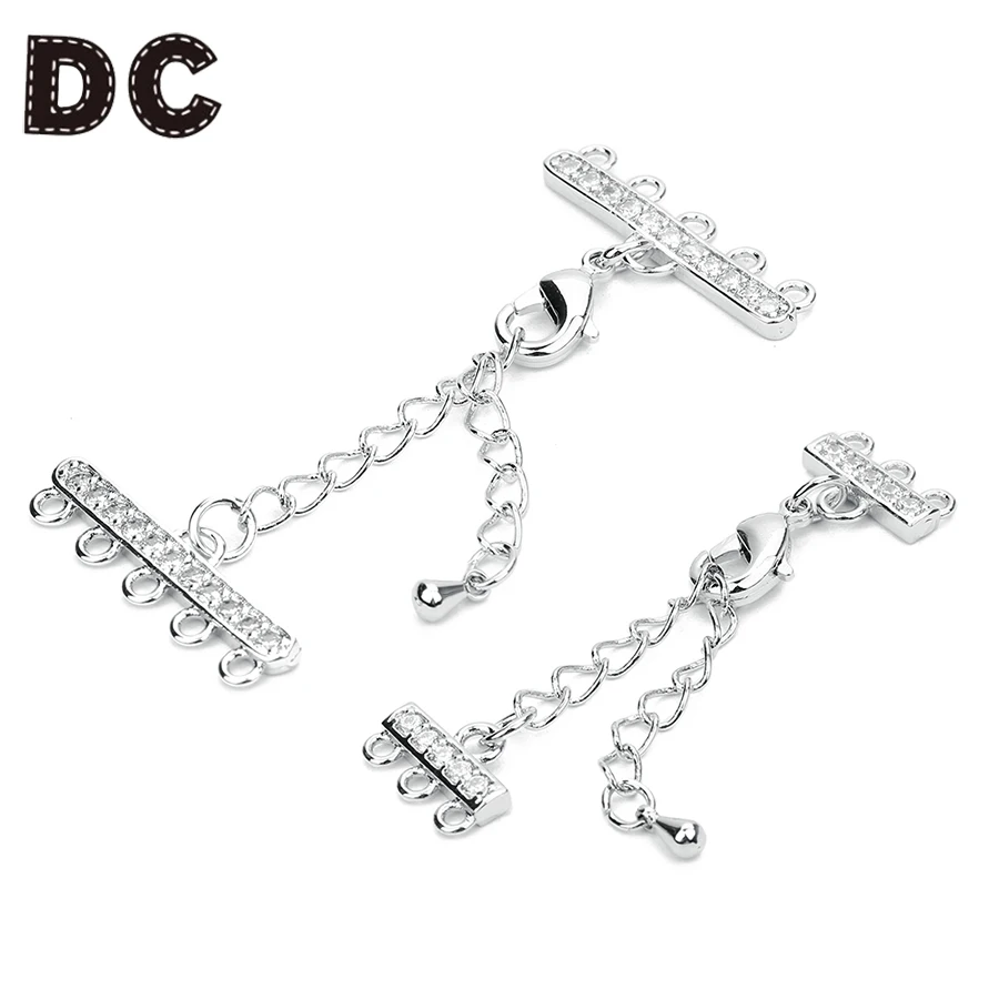 

2pcs/set Copper Fit 3/5 Hole Chains End Fastener Clasps Lobster Clasps Connectors DIY Beadwork Bracelets Necklace Jewelry Making