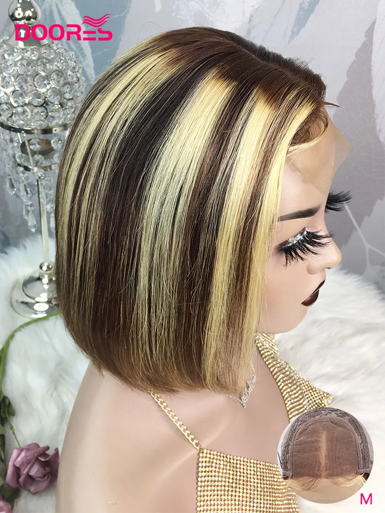 Парики из коричневого блонда 4x4 парики натуральных волос на шнурках прямые 150%