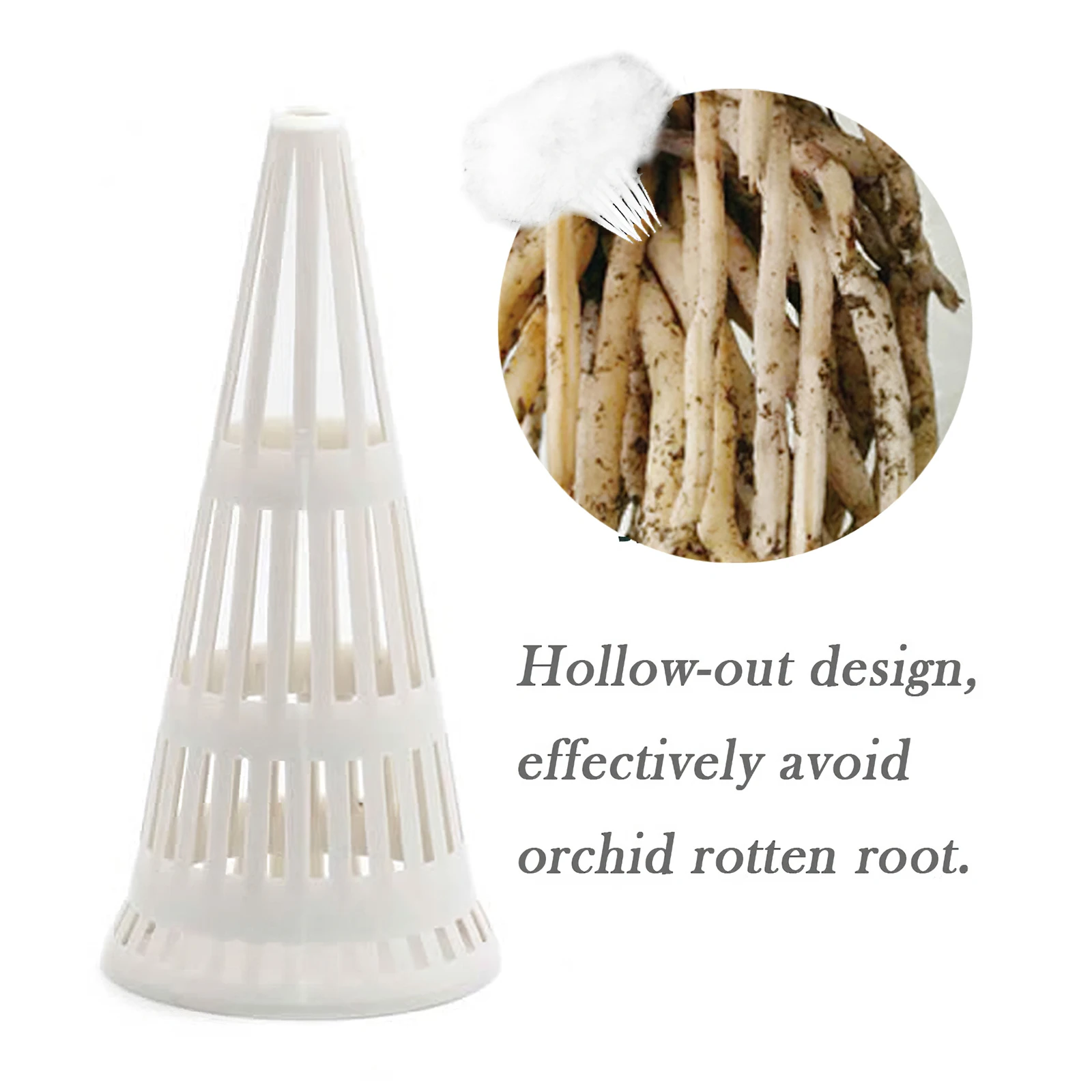 

5pcs Hydroponic Basket White Plastic Plant Net Pot Three-Dimensional Cone Plant Grow Basket Garden Accessory