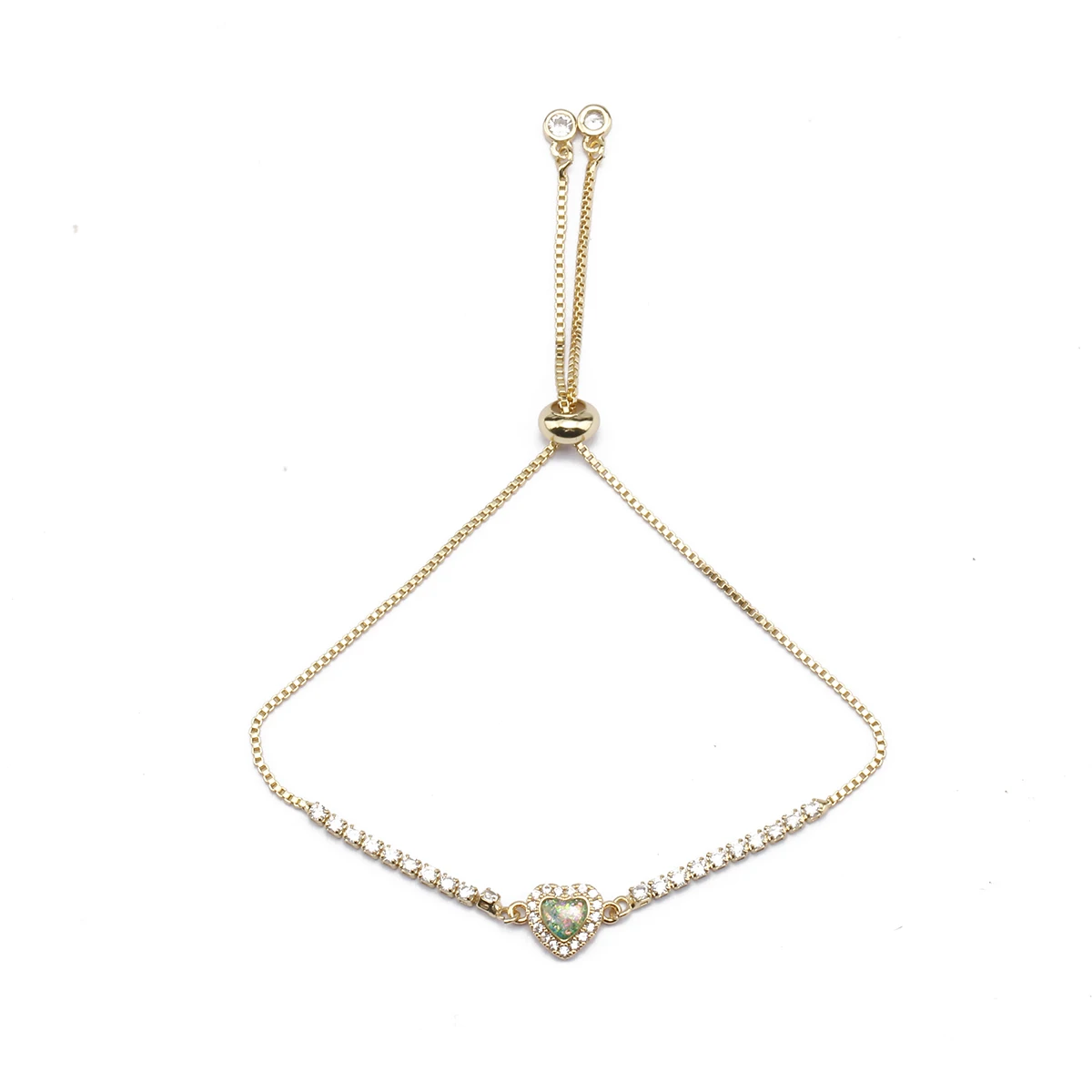 Женский браслет с подвеской в виде сердца золотым покрытием и вставкой из