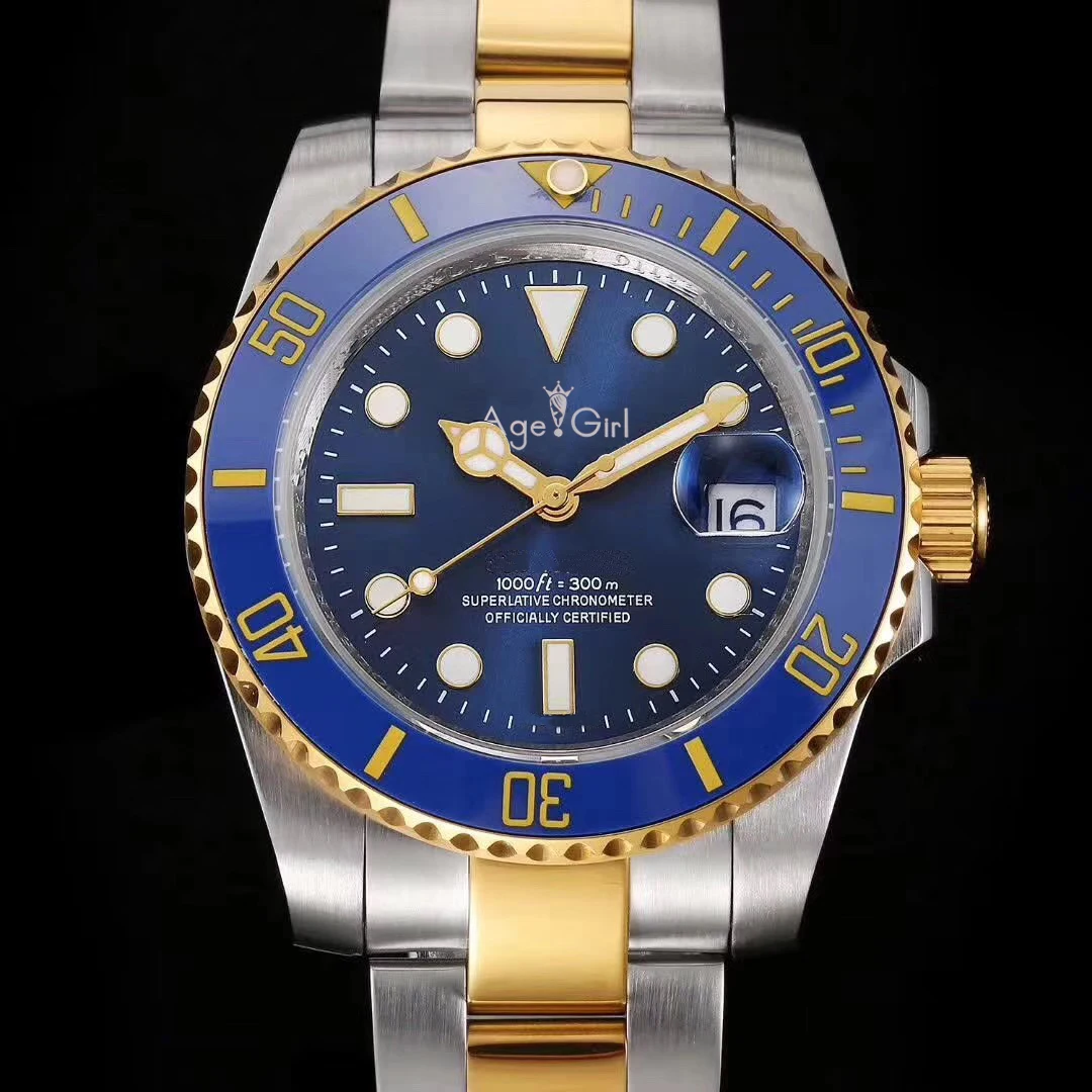 

Classic New Men Automatic Mechanical Watches Silver Black Blue Stainless Steel Ceramic Bezel Sapphire Watch Waterproof AAA+