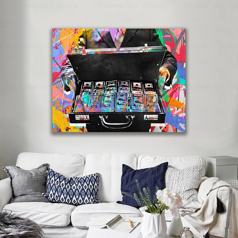 

Abstract Color Money Box Man Inspirational Canvas Painting Posters Wall Art Picture for Living Room Home Decor