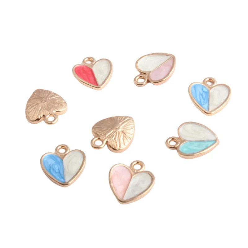 

12*15MM 80Pcs Glazing KC Gold Color Alloy Love Heart Pendants Jewelry Charms Findings Fittings Accessoires