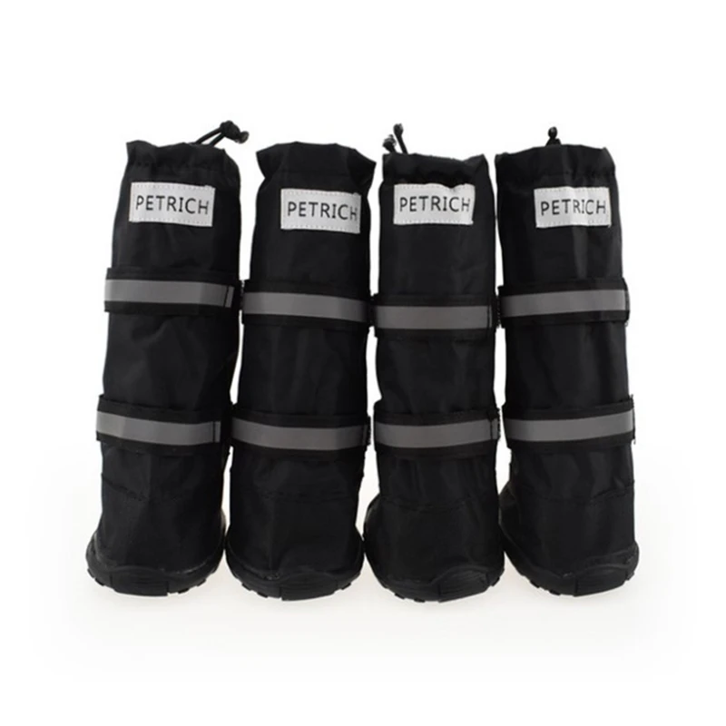 

2 Pairs Dog Shoes Waterproof Reflective Dogs Boots Rain Snow Dog Booties Non-Skid with Adjustable Drawstring for Pets