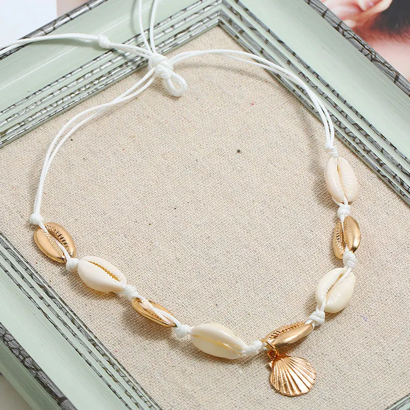 Богемные ювелирные изделия бохо Золотая ракушка ожерелье чокер Гавайский пляж