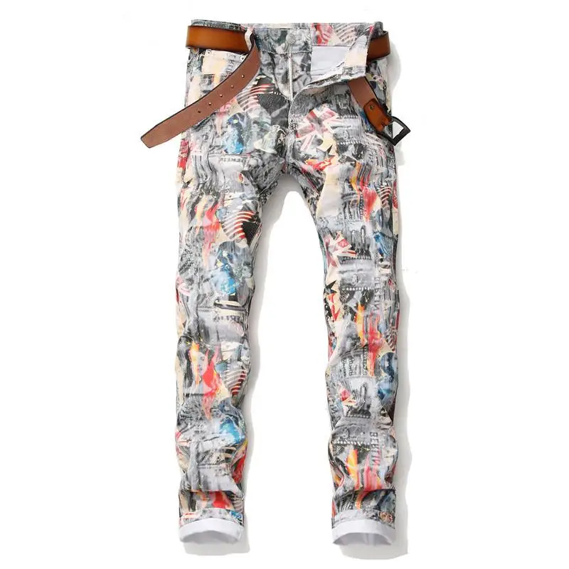 

New Men's Fashion Denim Pants Retro Causal Jeans Loose Straight Trousers