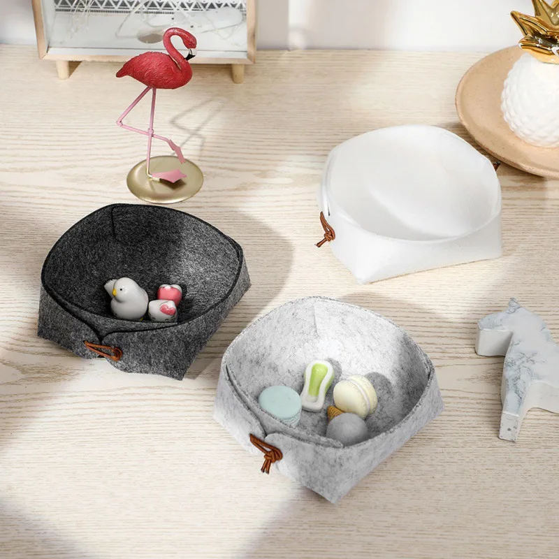 

Nordic Style Desktop Storage Basket Portable Household Felt Desktop Storage Boxes Home Storage & Organization Table Decor