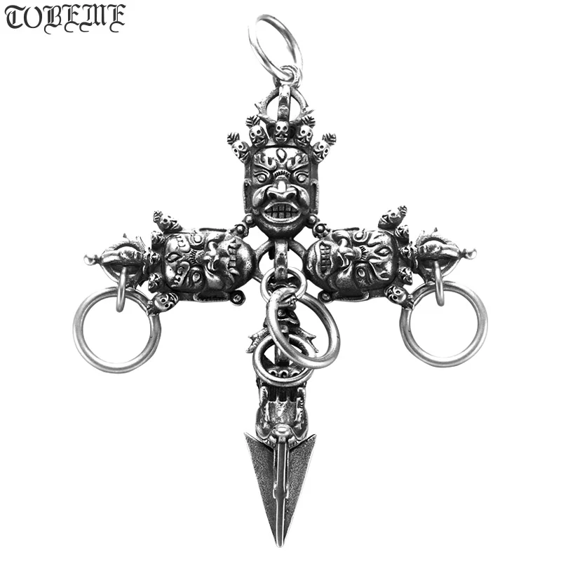 

100% 925 silver Tibetan Pendant Tibetan Dorje amulet pendant vintage sterling Buddhist Vajra Puja Amulet Pendant