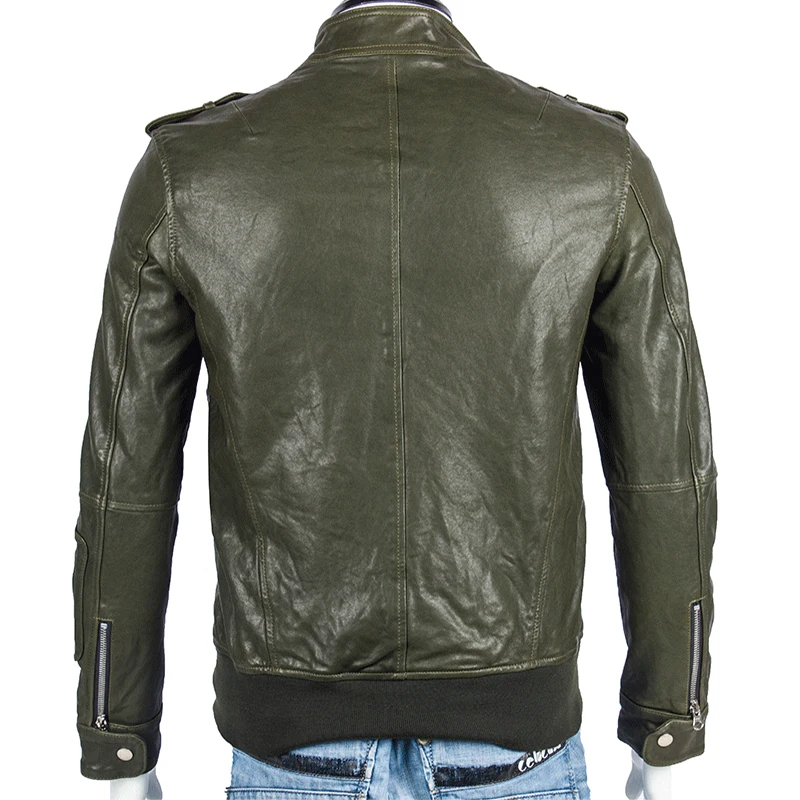 

Maplesteed Tanned Sheepskin No Chemicals Men Leather Jacket Men Soft Slim Fit Genuine Leather Jacket Male Asian Size M465