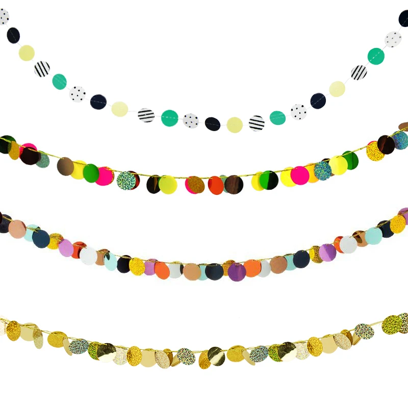 

2 м Золотая/серебряная круглая блестка пластиковые баннеры рождественские новогодние вечерние украшения блестящие баннеры