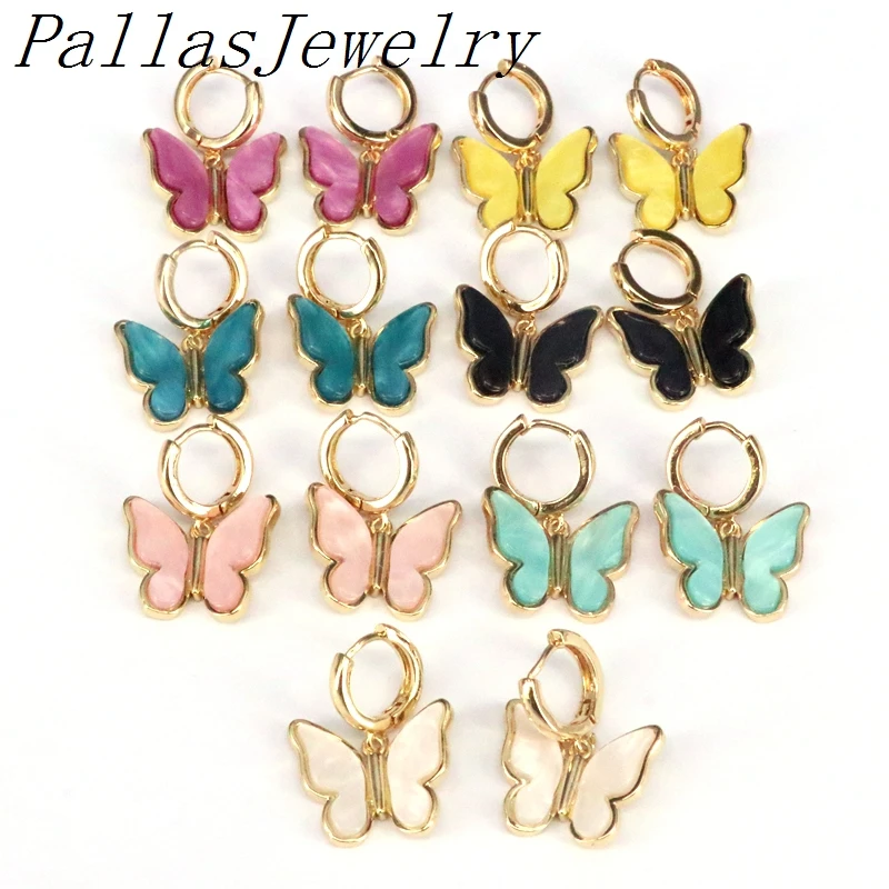 

5Pairs Fashion colorful Acrylic butterfly earring,new design women Girl earrings gold Charming Gift Jewelry