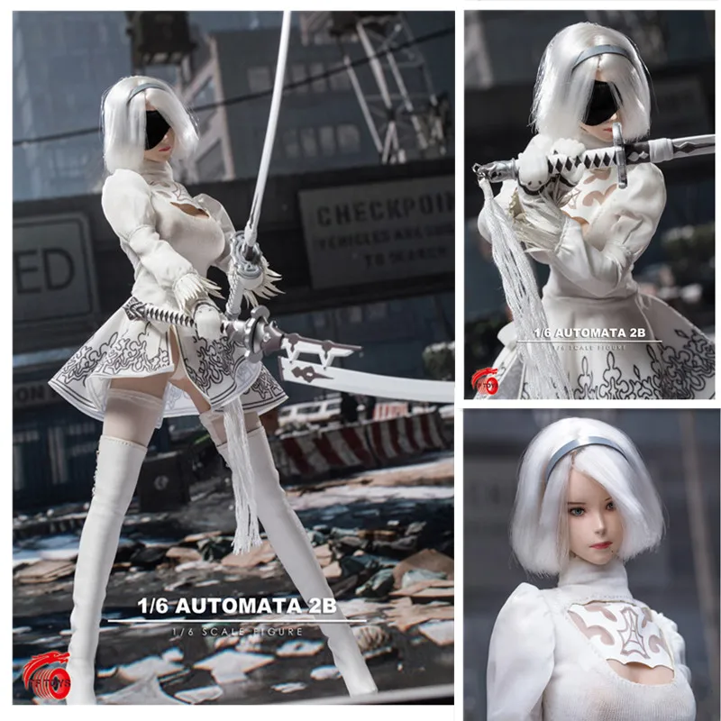 Масштаб 1/6 NieR:Automata 2B YoRHa женская голова Лепка белая одежда (без тела) для 12 фигурок