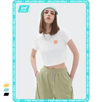 inflation women sexy cropped tops 2021 summer black basic casual skinny slim t shirts female harajuku crop tees lady 6012gs21