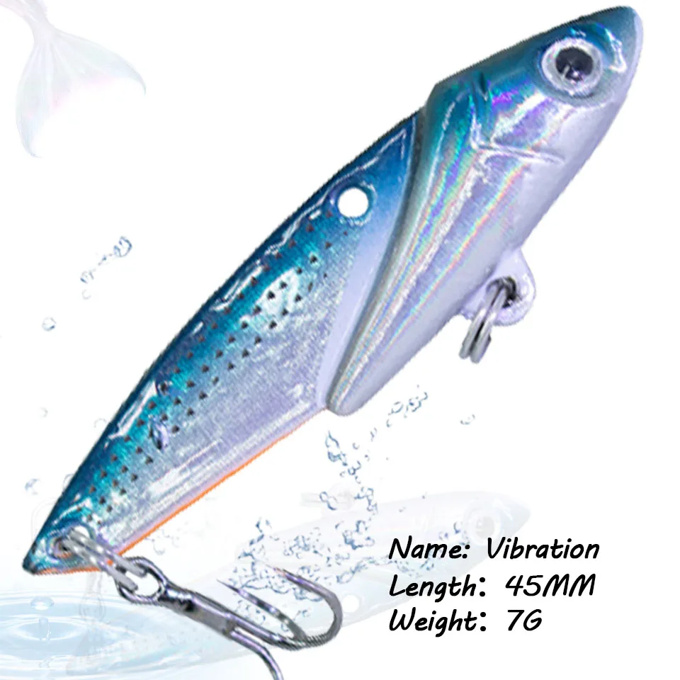 

1PCS 45MM 7G Vib Fishing Bait Wobbly Sinking Bait Artificial Simulation Hard Bait Ice Fishing Outdoor Fishing Tackle