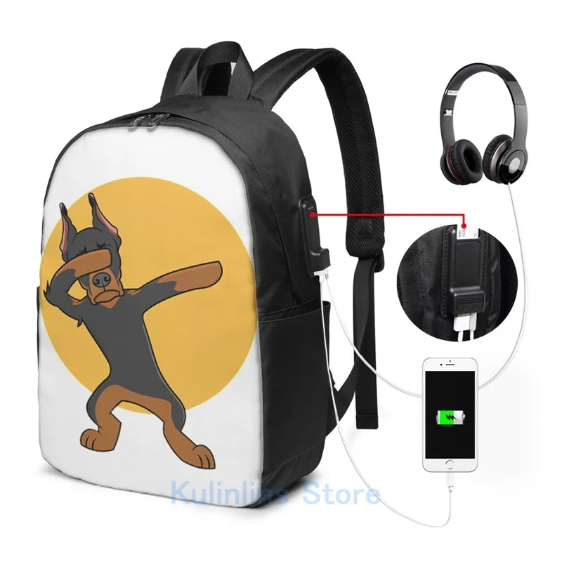 Забавный графический принт копии Dobemann USB заряд рюкзак школьные сумки Для женщин