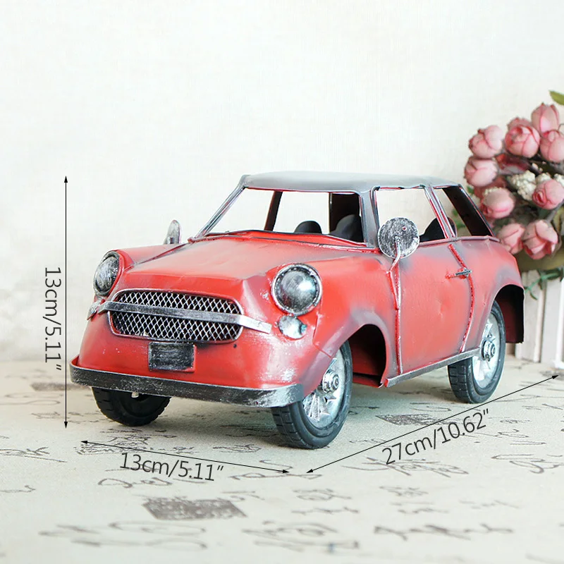 

27CM Multicolor Metal Car Model Desk Decoration Accessories Vintage Car Figurines Children Toys Birthday Gifts Photograph Props