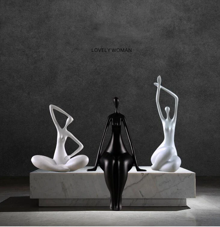 Европейские полимерные Йога женские персонажи Скульптура Статуэтки украшения