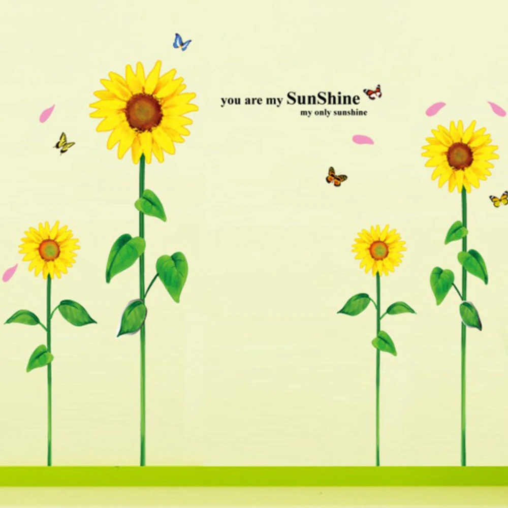 Наклейка на стену в виде подсолнуха стеклянная наклейка виниловая