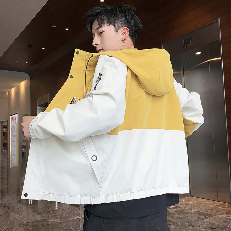 Liketkit мужские повседневные куртки 2019 Цветные Лоскутные на молнии свободные с