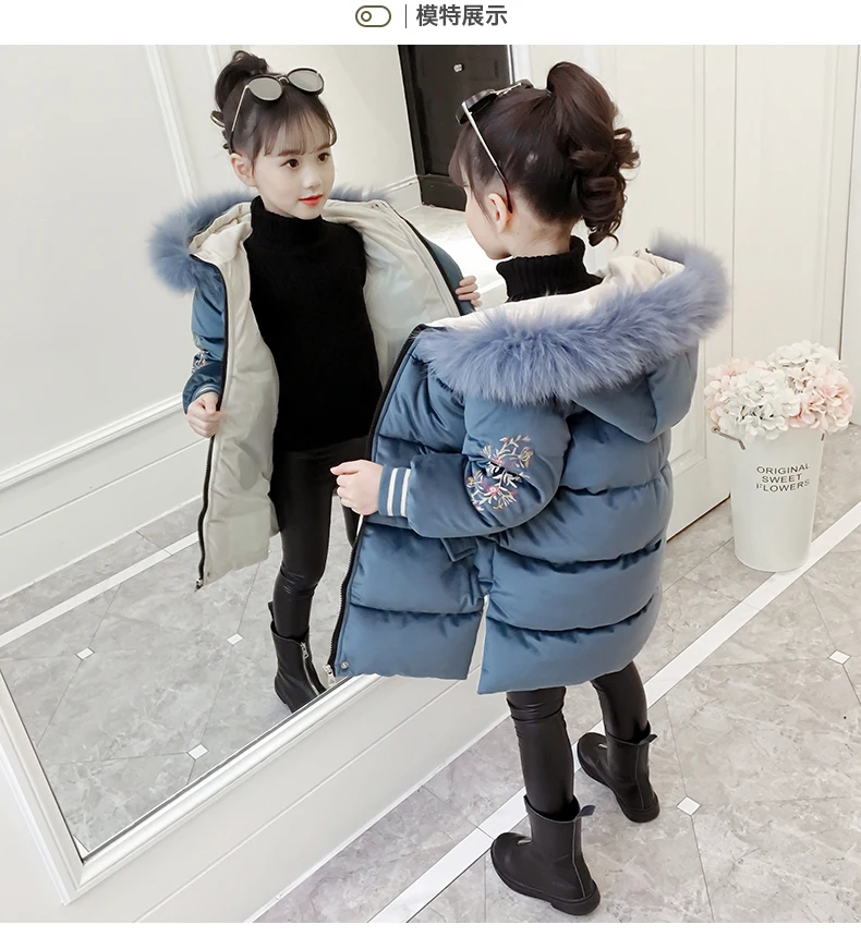 Зимняя куртка для девочек теплые вельветовые пальто модная детская верхняя