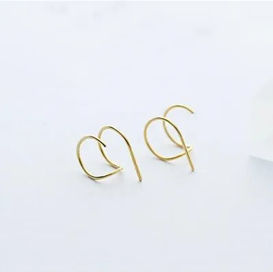 

S925 Sterling Silver Two-Color Double-Layer Earrings Simple and Versatile Style Personalized Earrings