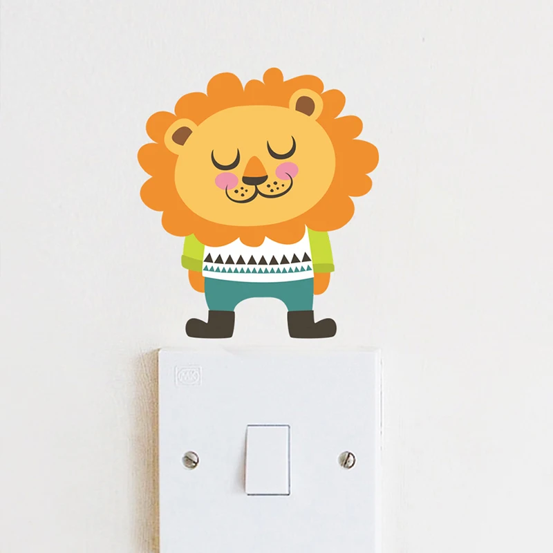 Милый маленький Лисичка Лев переключатель на стену с наклейками для детской