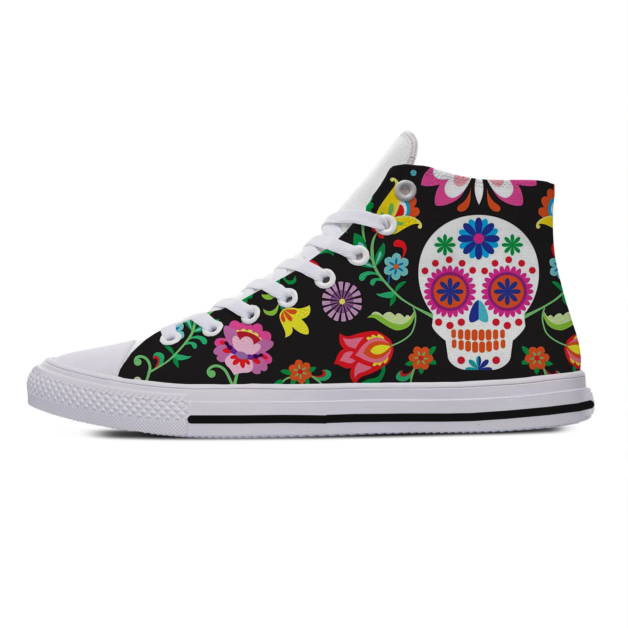 

Mexican Sugar Skull Dead Novelty Design Lightweight High Top Canvas Shoes Men Women Casual Breathable Sneakers