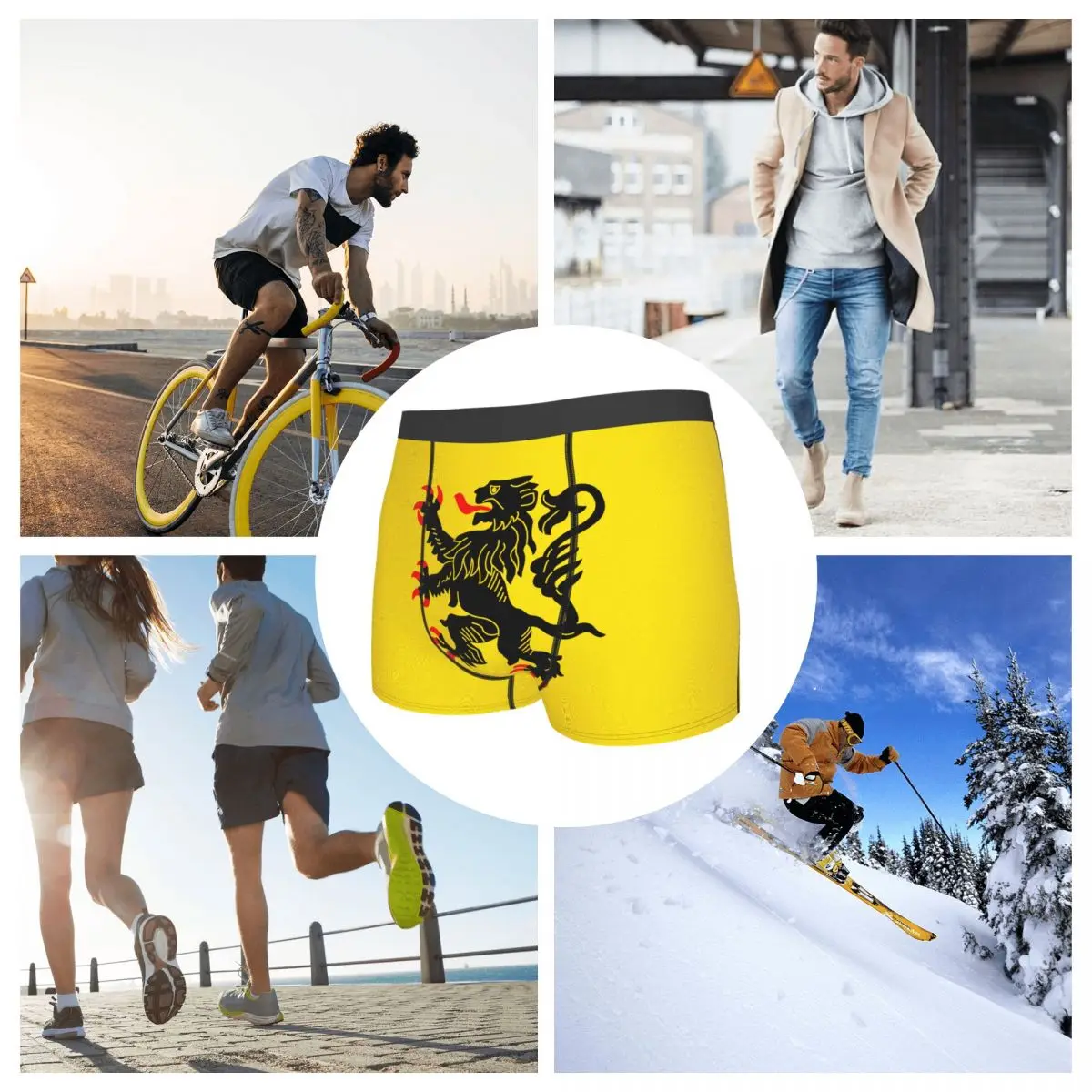 Generic Flag Of Nord-Pas-de-Calais Men's Boxer Briefs Flags of the regions of France Casual Men's boxer leggings