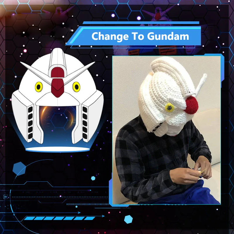 Japan Anime Mobile Suit Gundam Kido Senshi Cosplay Woolen Hat Gandamu Warm Funny Hat Cap Winter Wholesale Fashion Knitted hat