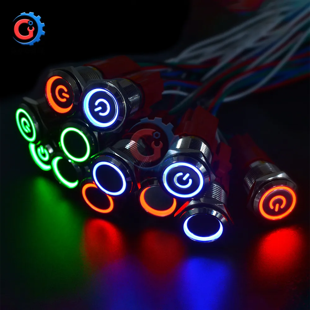 Металлическое кнопочное переключатель 16 мм кольцо/светодиодный индикатор