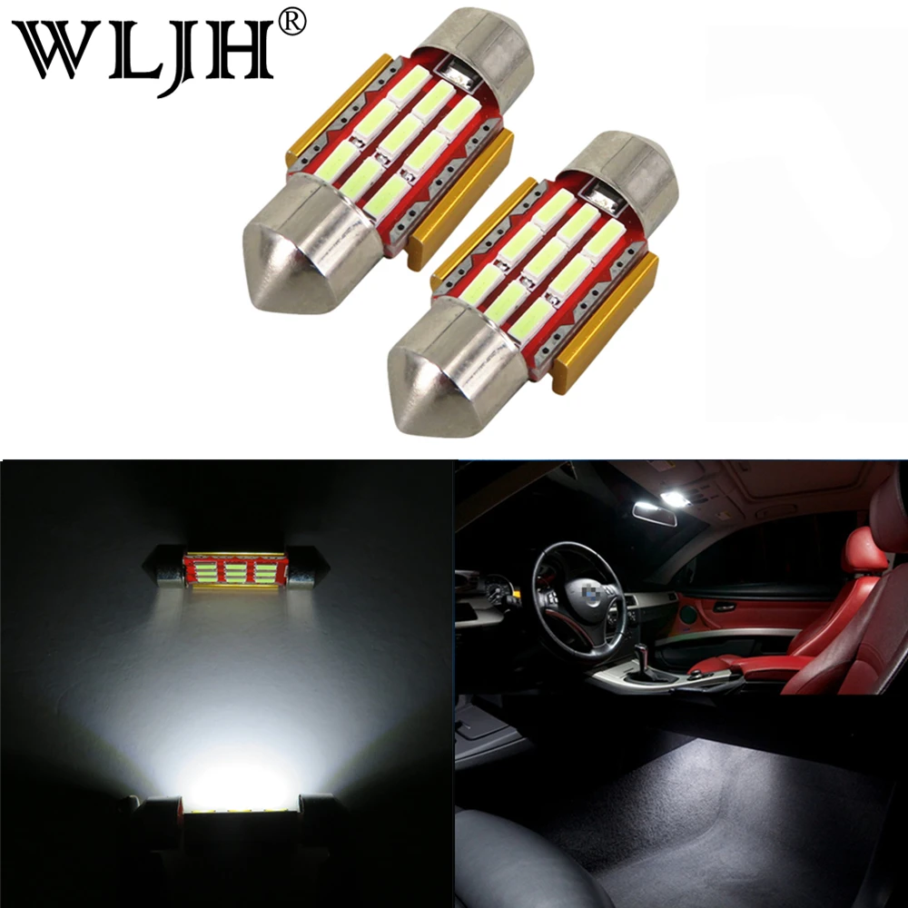 WLJH 4x автомобиля светодиодный лампы ошибок гирлянда 31/36/39/42 мм SV8 5 C10W C5W 12V SMD 4014