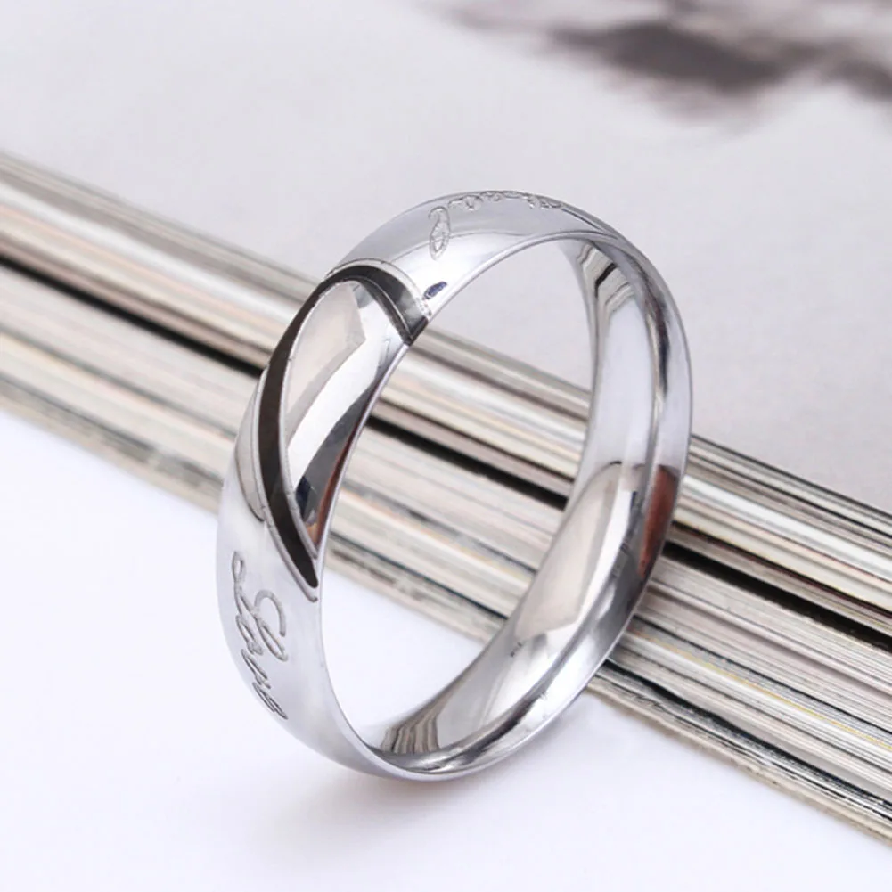 Пара колец для влюбленных нержавеющая сталь половина сердца подходящие