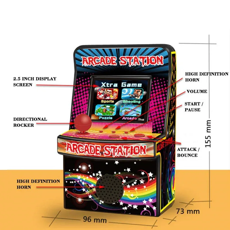 

Classic retro MINI arcade handheld game console built-in 240 8-bit FC nostalgic games host children's gamepad joystick 2.5 inch
