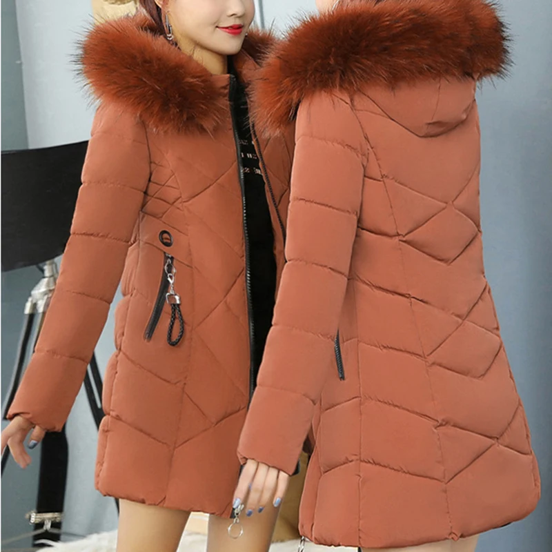 Женское пуховое пальто с меховым воротником Женская длинная куртка новинка 2020