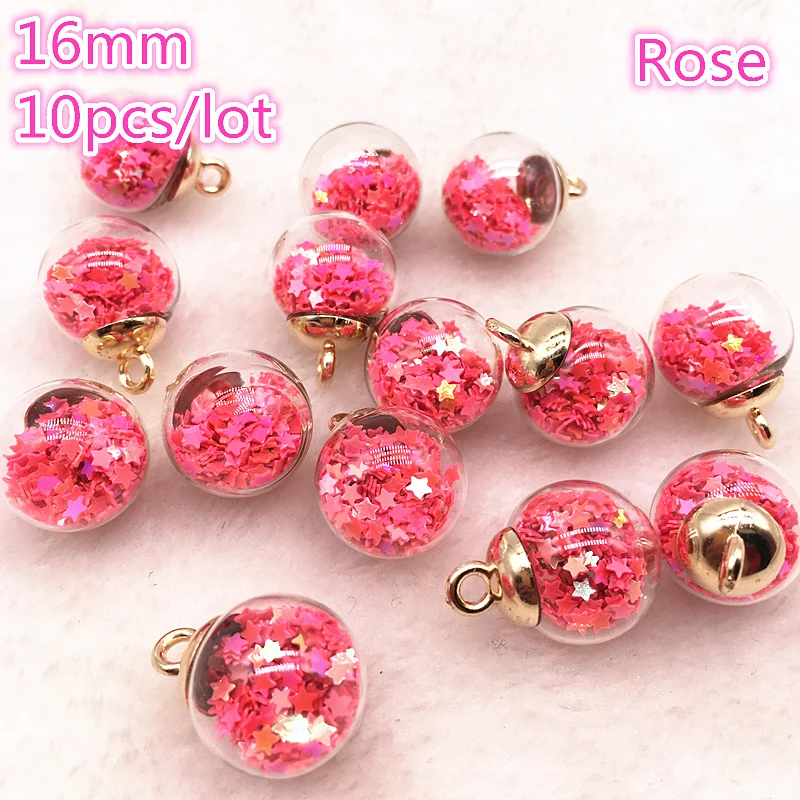 02 rose Новые 10 шт 16 мм Красочные прозрачные стеклянные подвески в виде звезд найти аксессуары для волос ювелирные подвески серьги - Цвет: 02 rose