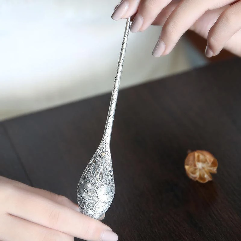 

Independent design plate hair Hanfu ethnic style retro hairpin daisy hairpin handmade step by step elegant ladies silver jewelry