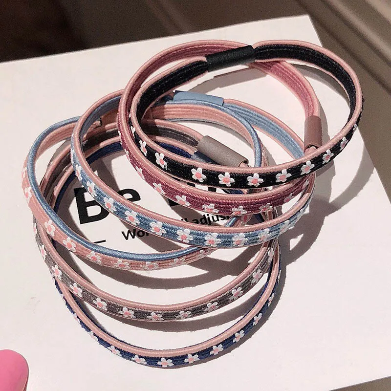 

Резинки для волос женские, однотонные, с маленьким цветком, 6 шт.