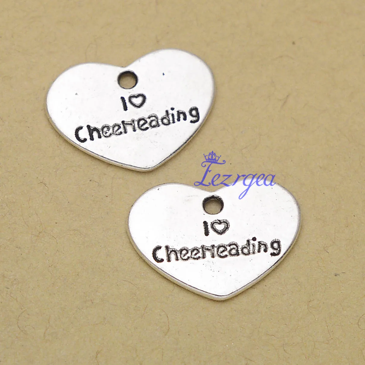 30pcs/lot--19x14mm, heart cham,Antique silver plated I love cheerleading Charms ,DIY supplies, Jewelry accessories