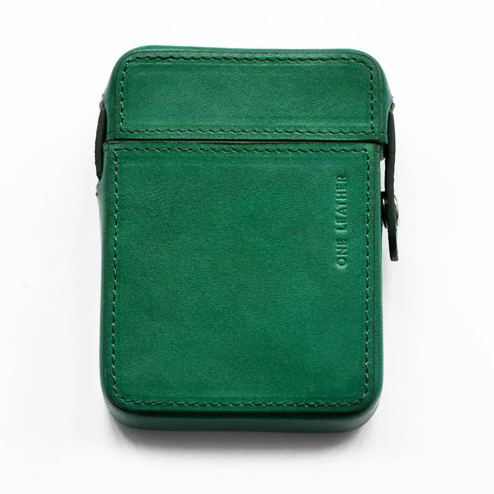 Green Одна кожаная коробка для сигарет, Мужской подарочный чехол для сигарет, мужские подарки, чехол для сигарет, дымовая зажигалка, можно установить чехол для табака - Цвет: Green