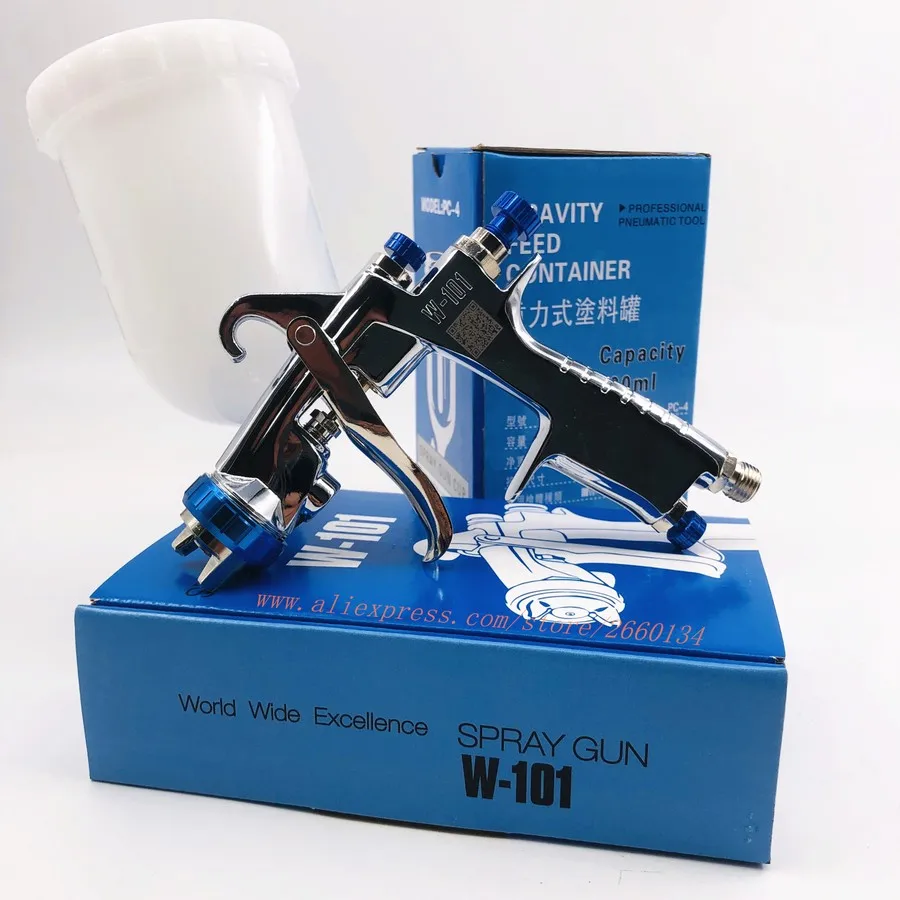 

High Quality W101 HVLP Gravity Spray Gun W-101 400CC Plastic Pot 1.0/1.3/1.5/1.8mm Original Authentic Paint Gun Airbrush Tools